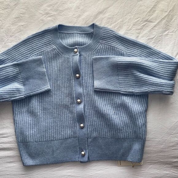 Commense Light blue Oversized Round Neck Cardigan Size M - Picture 4 of 7